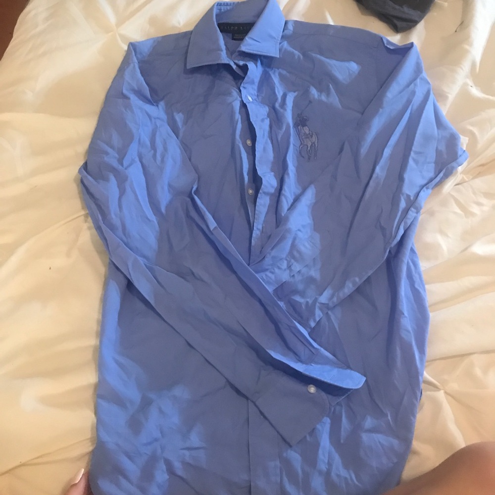 Ralph Lauren blue long sleeved collared shirt